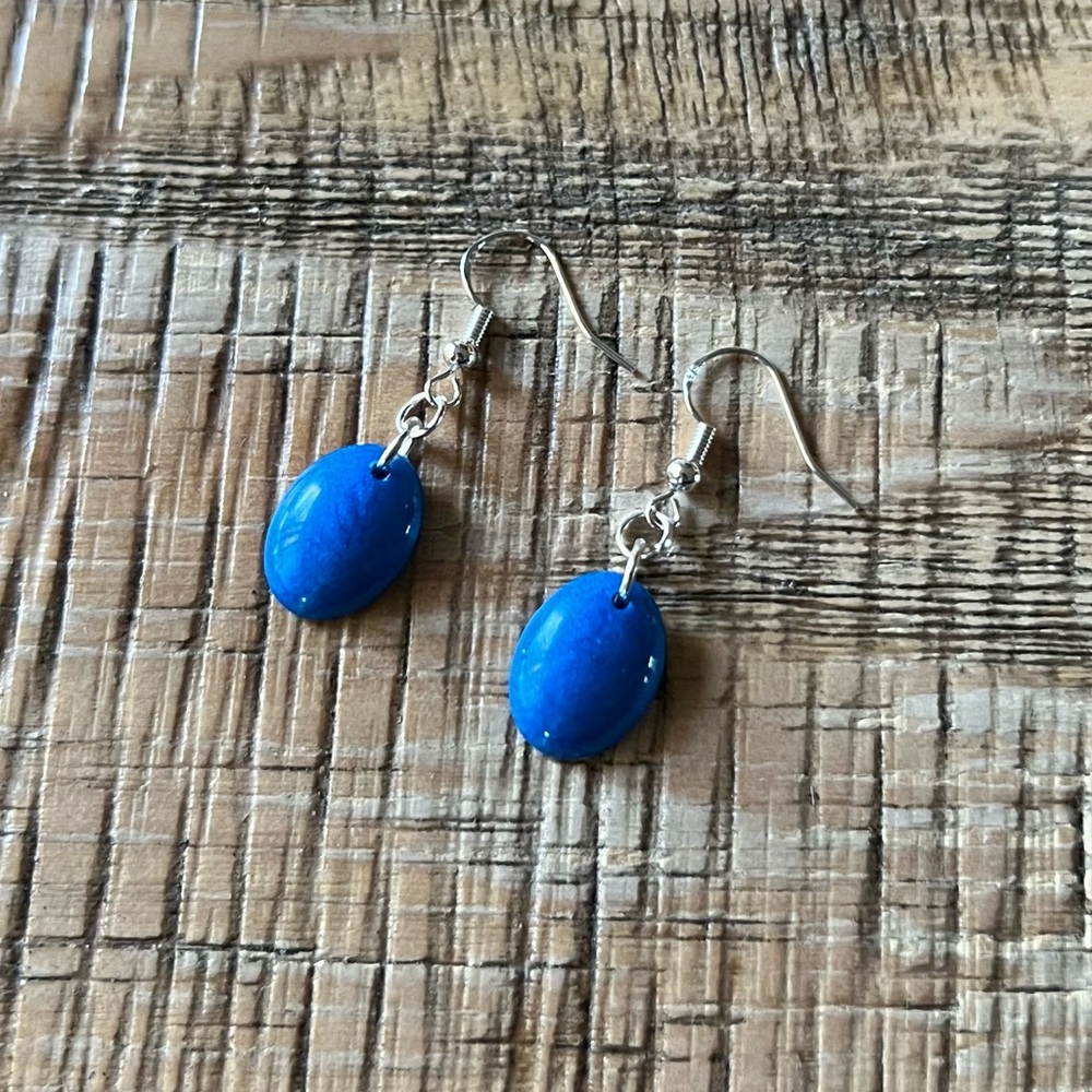 True Blue Resin Drop Earrings | 925 Sterling Silver Hypoallergenic Hooks